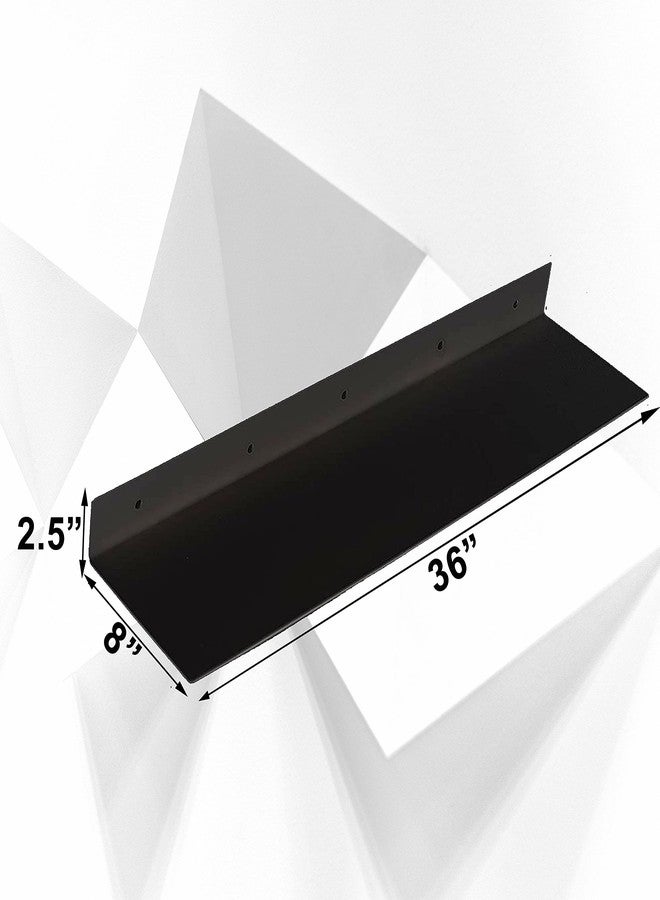 SIMOND STORE Black Metal Shelf - Wall Mount Shelf - Steel Industrial Heavy Duty Renter Friendly Shelves, Black Floating Shelves (36" X 8" X 2.5") - Image 3